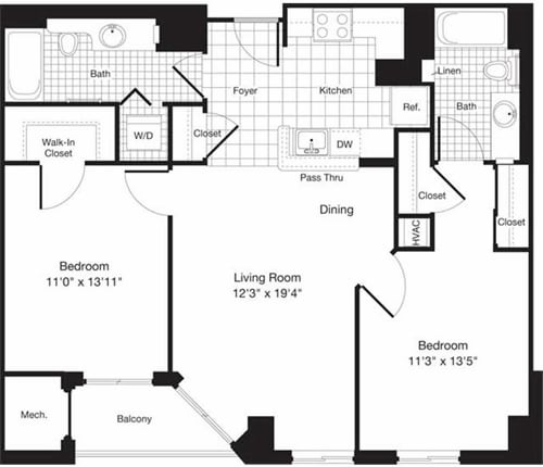 Floor Plan - 2 Bedrooms J