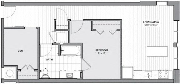 Floor Plan - AD3 - One Bed W/ Den