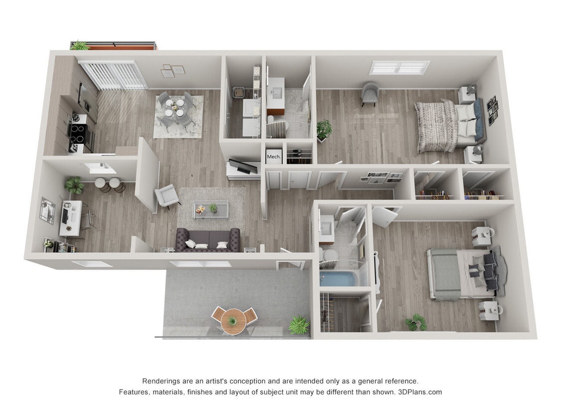 Floor Plan - 2 Bedroom / 2 Bath Berkeley Fi
