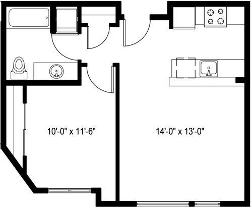 Floor Plan - 1 Bedroom A