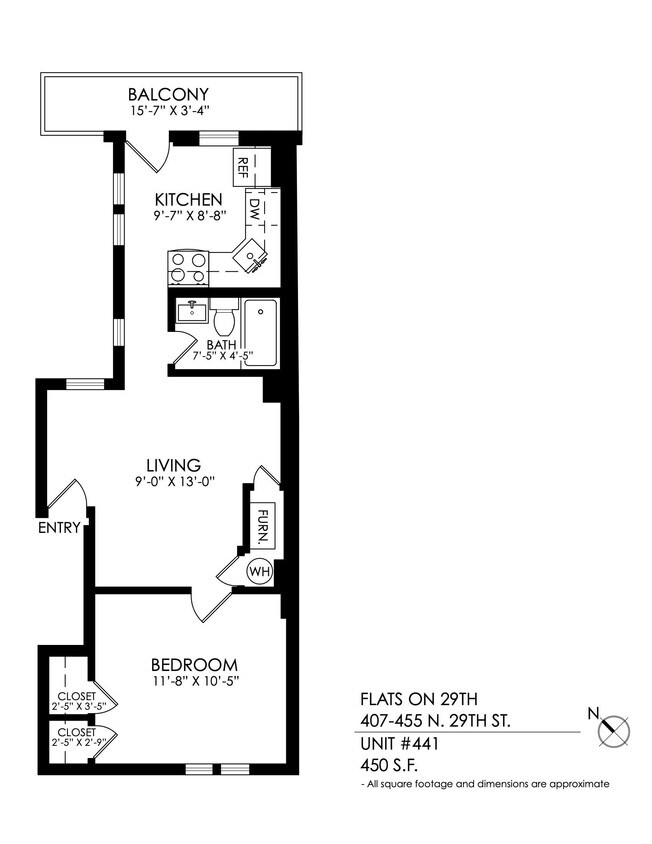 Floor Plan - 1 Bedroom, 1 Bath