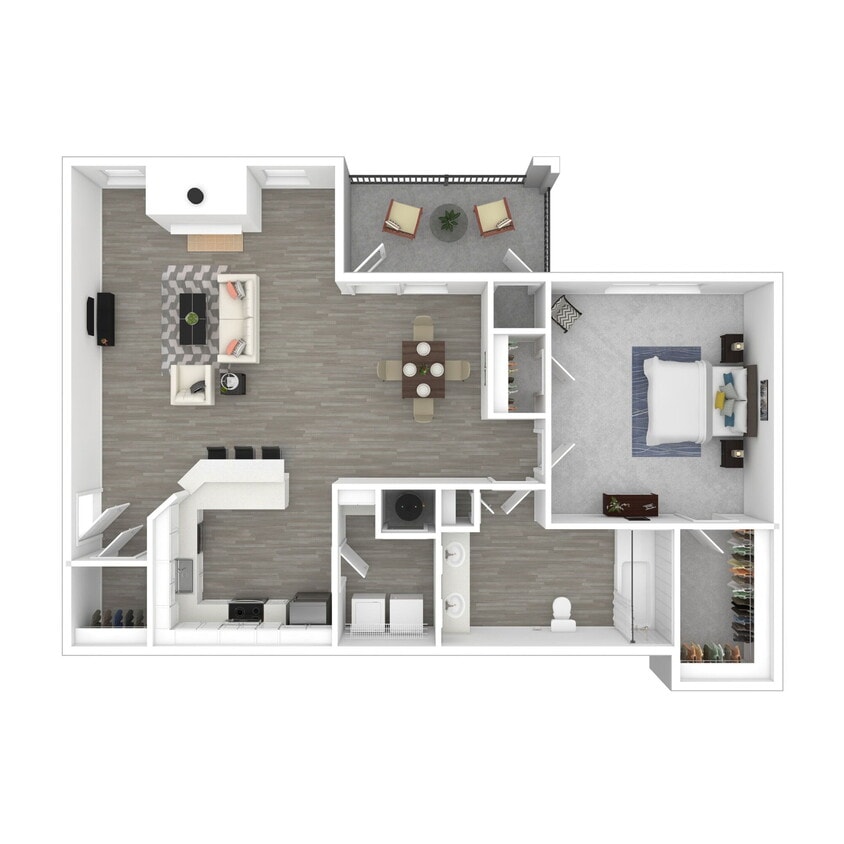 Floor Plan - Ballantyne | One Bedroom with Garage 