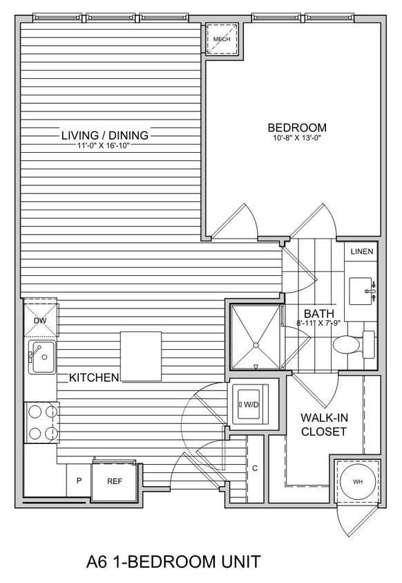 Floor Plan - 1 Bed/1 Bath-A6