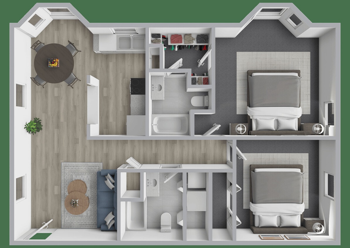 Floor Plan - 2 Bdrm Bay