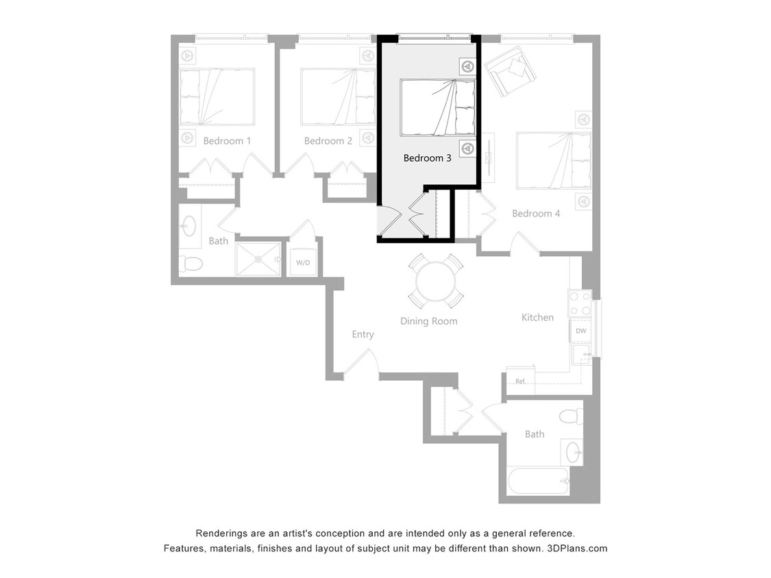The Reserve_B3New - Furnished Room in a 4 Bedroom 2 Bathroom (B3)
