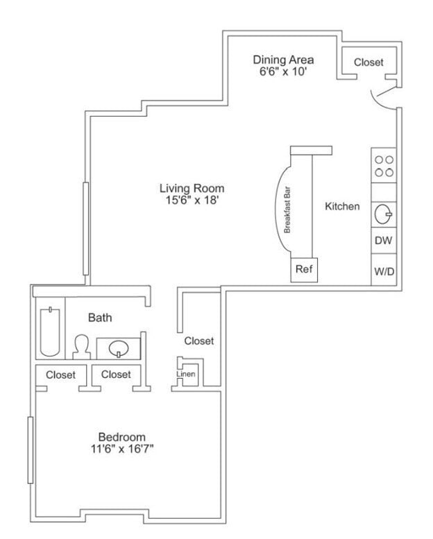 Floor Plan - One Bedroom Deluxe