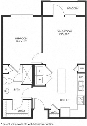 Floor Plan - One-Bedroom (A2)