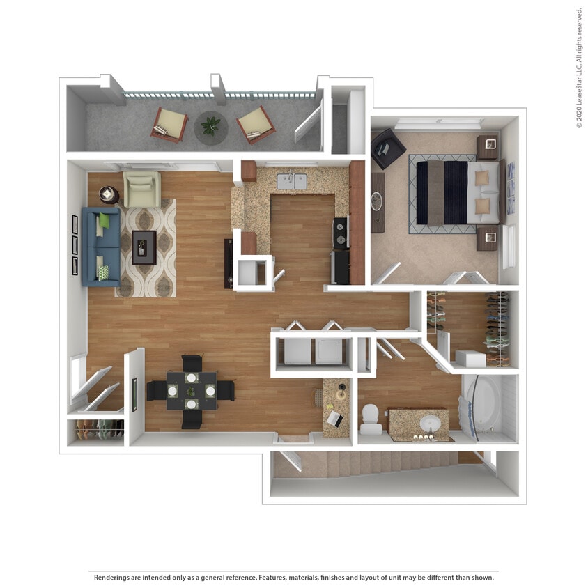 Floor Plan - 1 Bed 1 Bath 874 SqFt (766 Net)