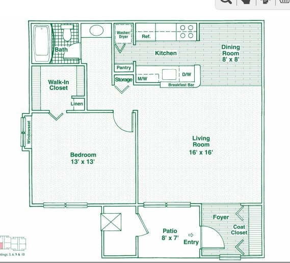 1 Bedroom, 1 Bath - A - A