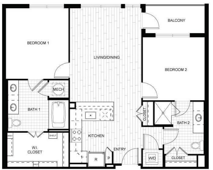 Floor Plan - 2 Bed/2 Bath-F_C01