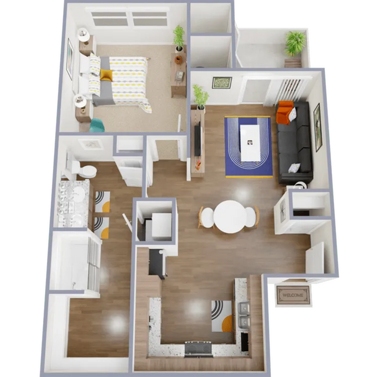 One bedroom, one bath, 704 square foot apartment home - A1