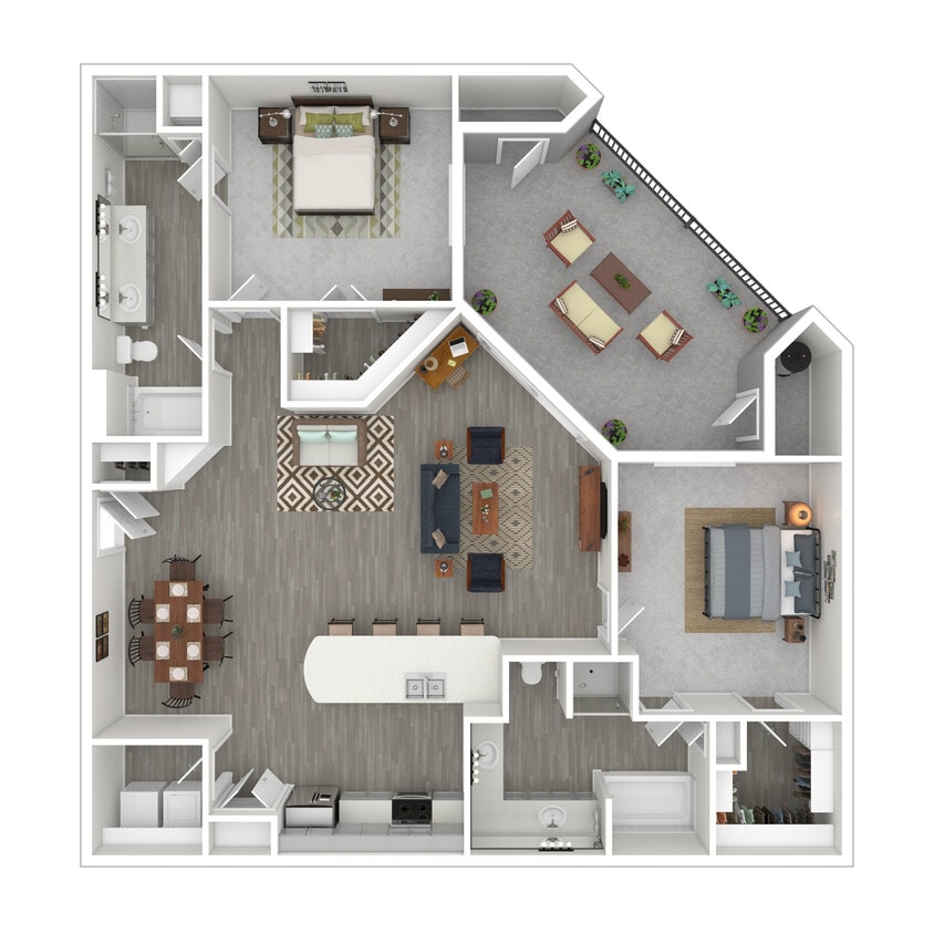 Floor Plan - 2 Bed 2 Bath 1648 SqFt (1361 Net)