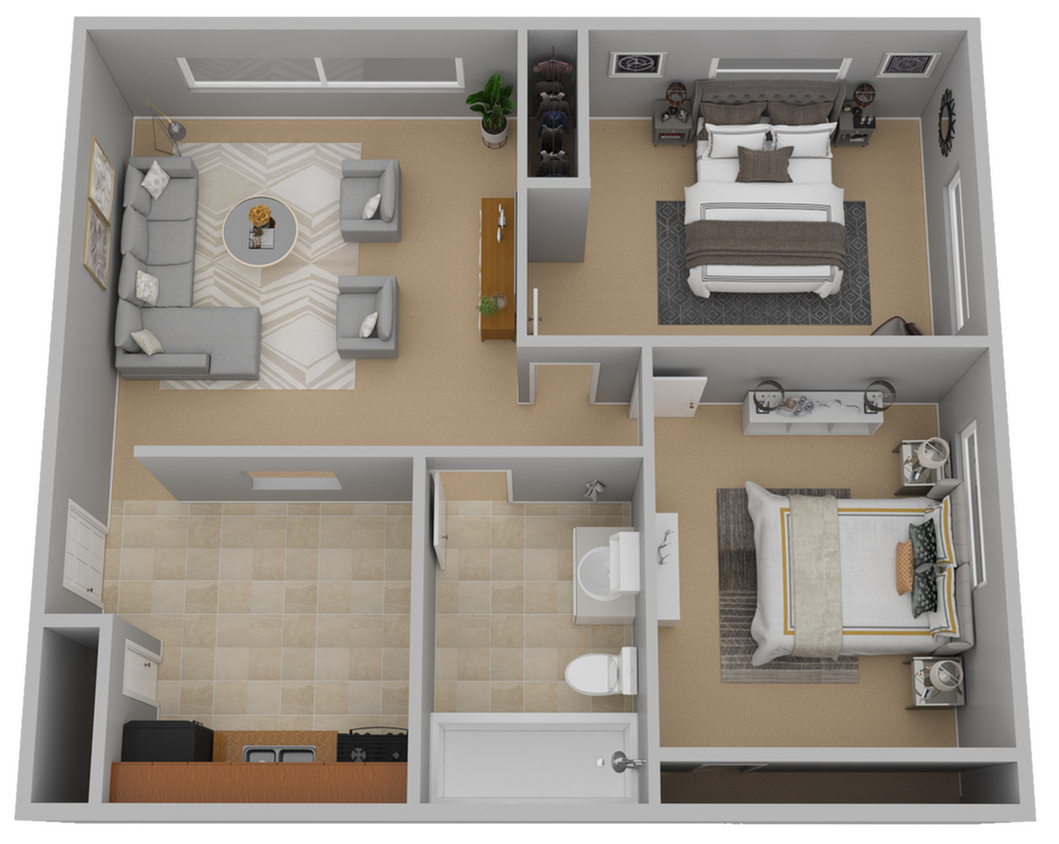 2 Bedroom 1 Bath - 2x1