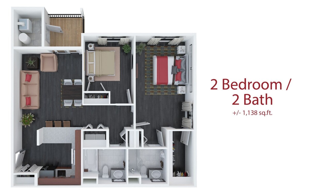 Floor Plan - 2 Bed | 2 Bath with En suite Primaryr Bathroom