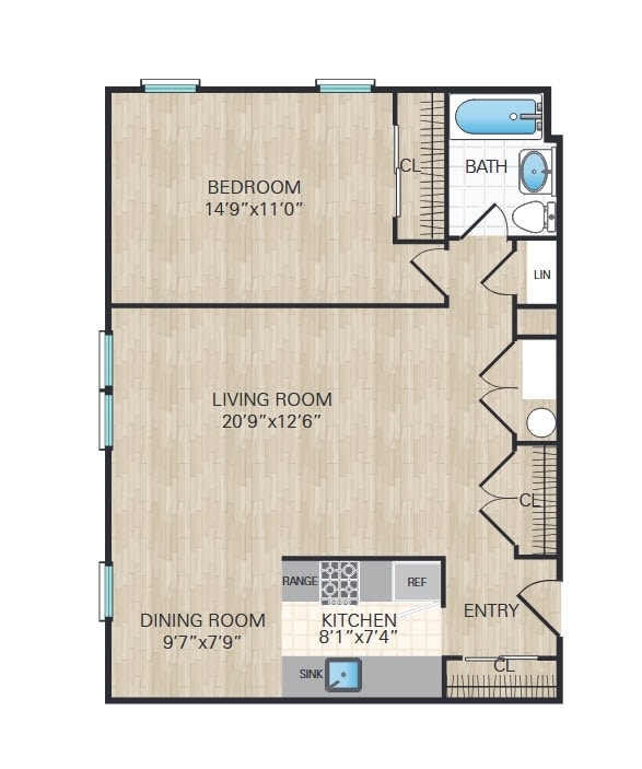 1 Bedroom, 1 Bath. 700 sq.ft. - 1 Bedroom, 1 Bath