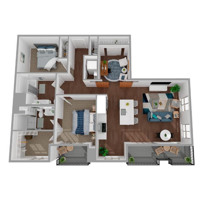 Floor Plan - 2 Bed/2 Bath Den-b3.2