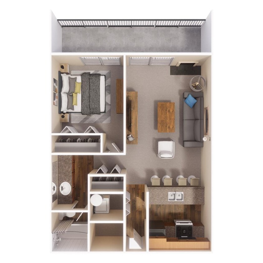 Floor Plan - 1x1 611 sqft