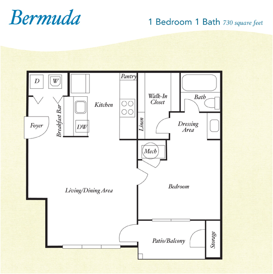Bermuda - OneBR.png - A3 - Bermuda - One Bedroom, One Bathroom
