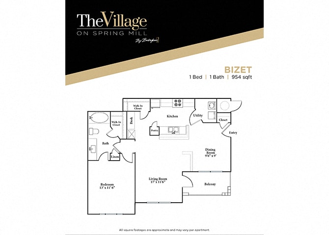 Floor Plan - Bizet - 1 bed 1 bath