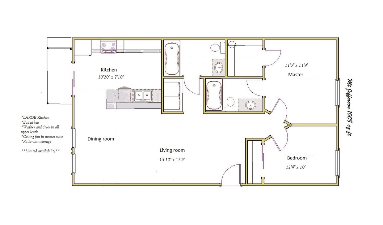 Mt. Jefferson - Two-Bedroom Two-Bath Deluxe - 1,008 SF