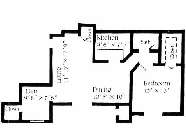 1BR/1BA - 1Bedroom  Den  1Bathroom