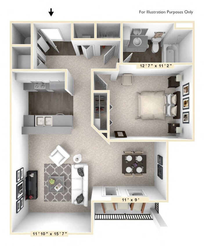 Floor Plan - The Opus 1 BR 1 BA