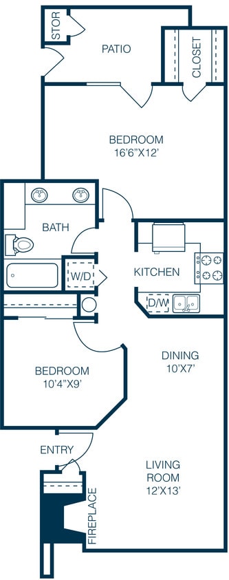 Floor Plan - 2 Bedroom 1 Bath B1
