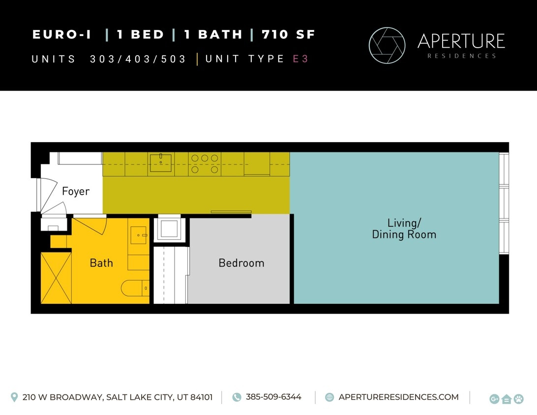 Aperture Euro-I 1 Bedroom - 1x1 Euro-I