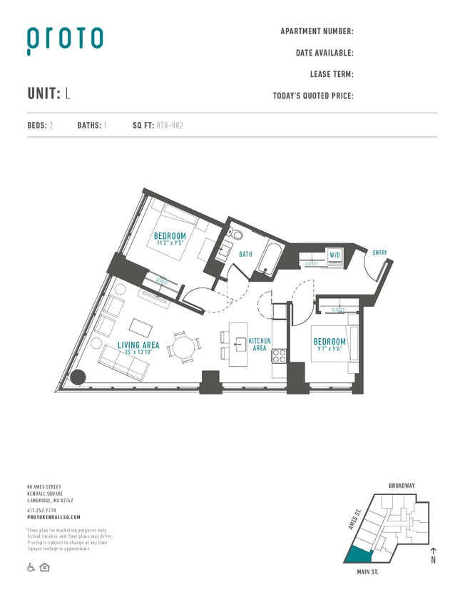 Floor Plan - 2 Bed/1 Bath-L