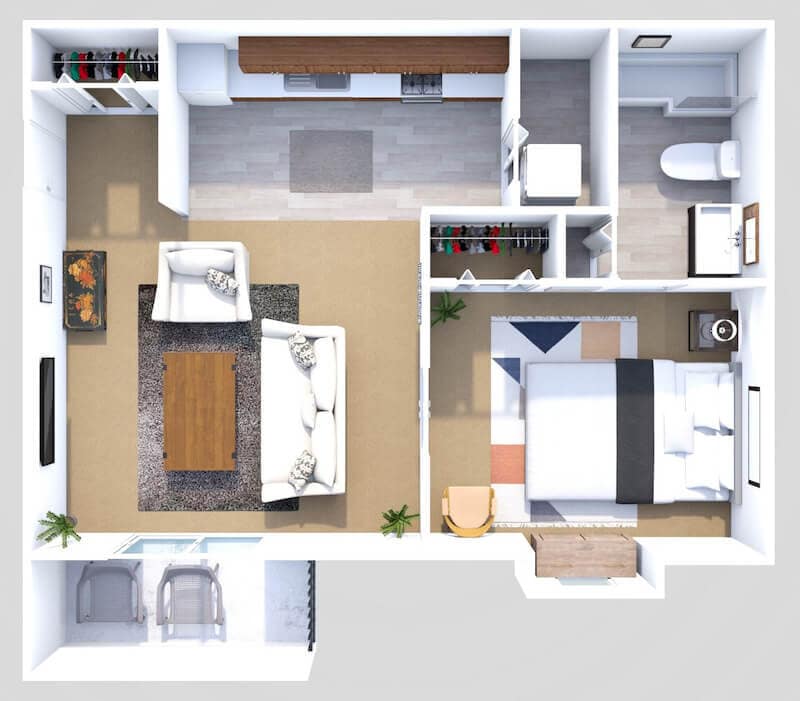 Floor Plan - 1 Bed 1 Bath