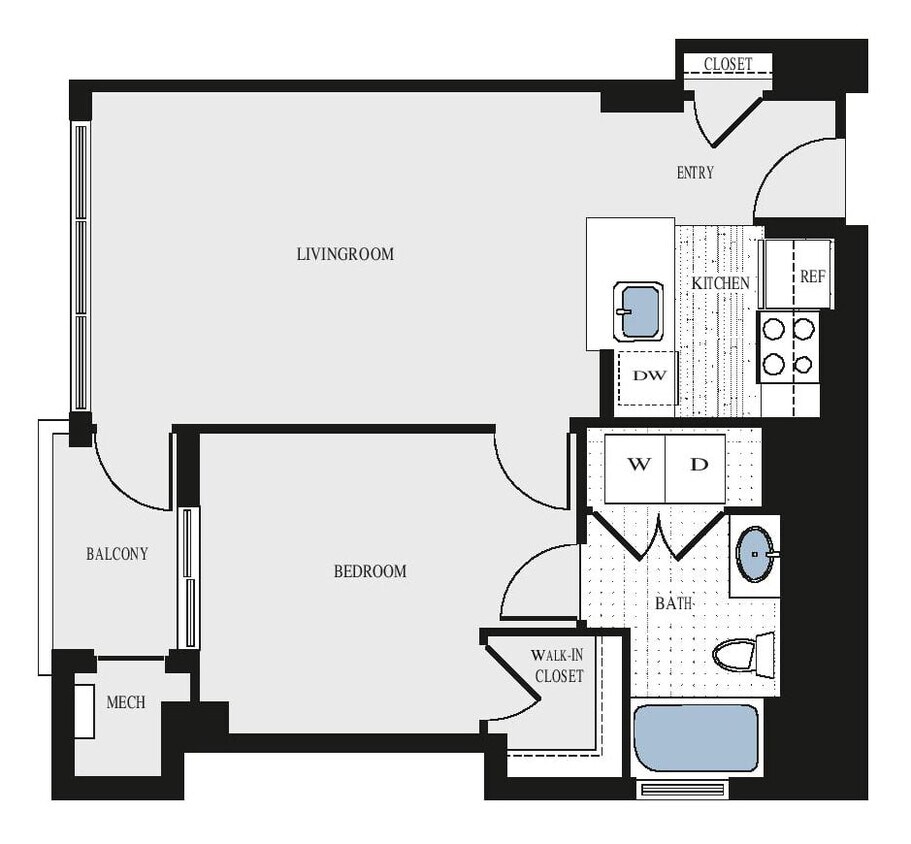Floor Plan - 1 Bed/1 Bath - aaj1