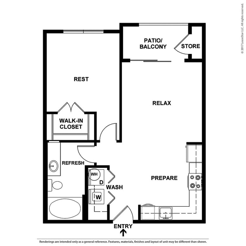 Ambrosio - 1B1B - 625 SF - A2.1 - 2D Floorplan - A2