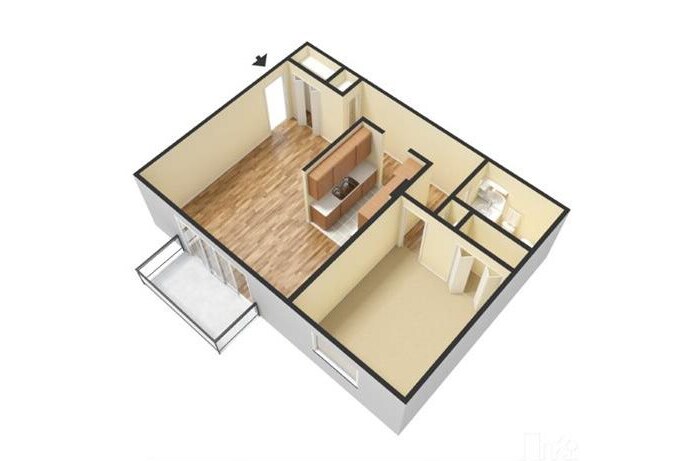 Floor Plan - One Bedroom One Bath Apartments