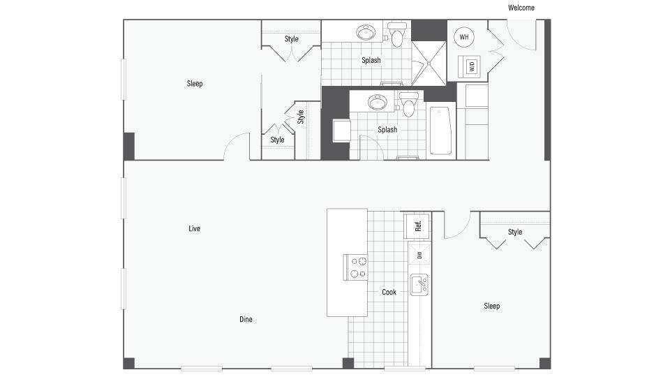 Floor Plan - Two Bedroom Two Bath C 