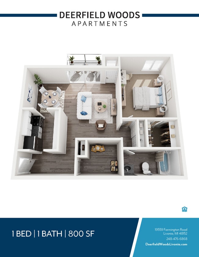 Floor Plan - 1 Bedroom 1 Bathroom