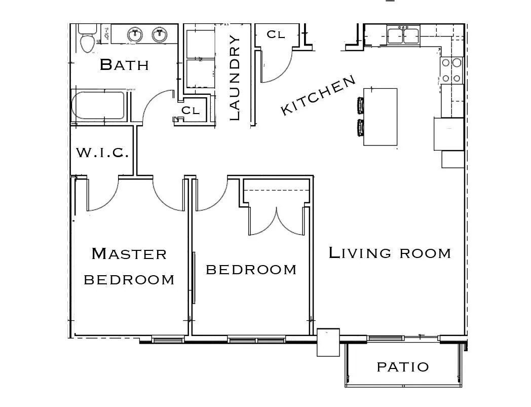 Floor Plan - 2 Bed 1 Bath