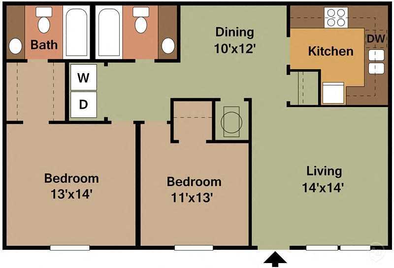 Floor Plan - 2Bed - 2Bath