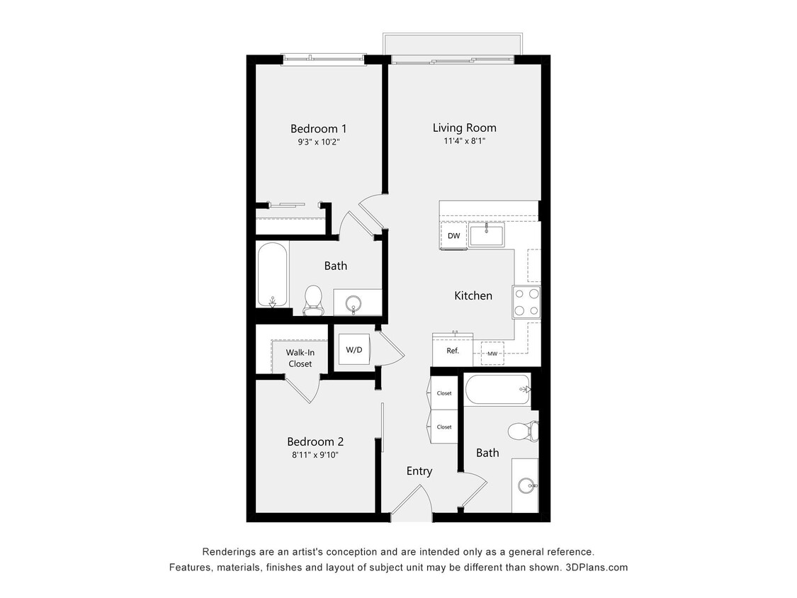 Floor Plan - Urban Two Bedroom D02A
