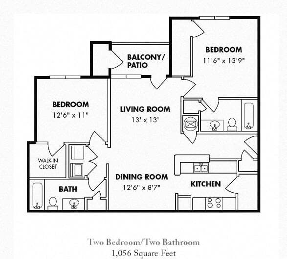 Floor Plan - 2 Bedroom/2 Bath A