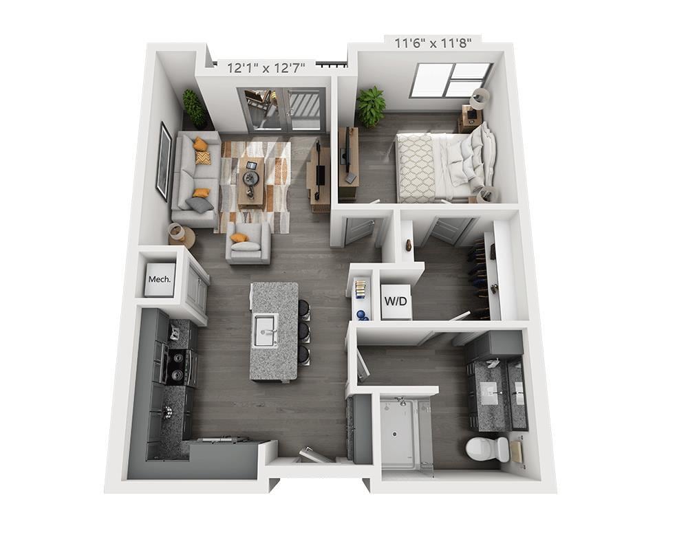 Floor Plan - One Bedroom A1P-II