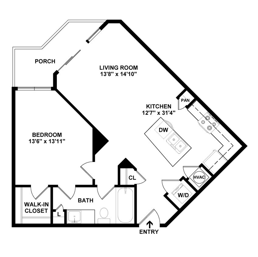 Floor Plan - 1 Bed/1 Bath-A5