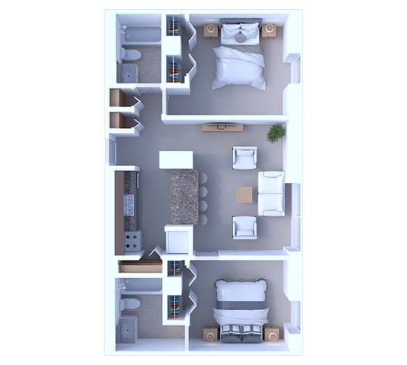 Floor Plan - 2 Bedrooms Floor Plan B2A