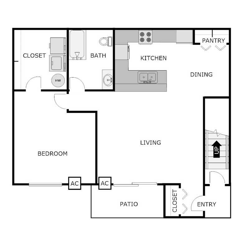 Floor Plan - 1 Bed 1 Bath
