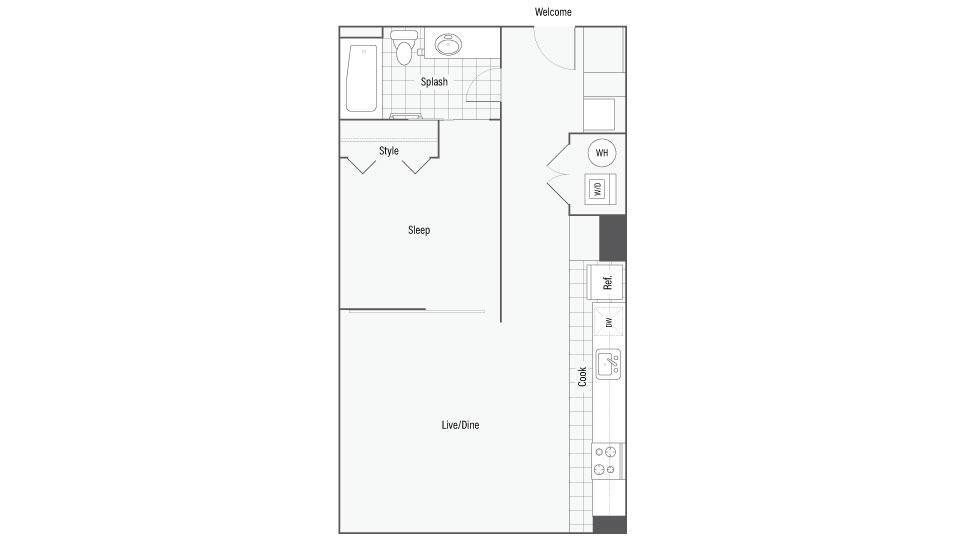 Floor Plan - One Bedroom One Bath A