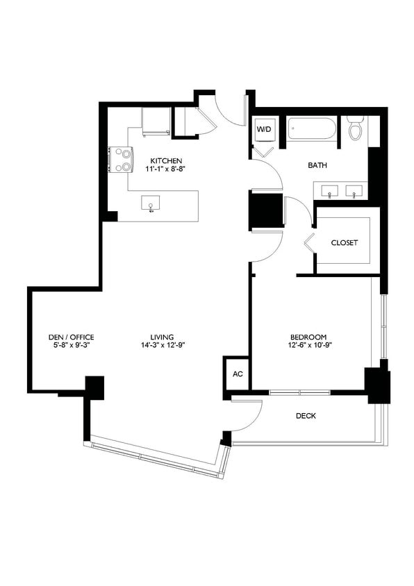 Floor Plan - 1x1 Den C2
