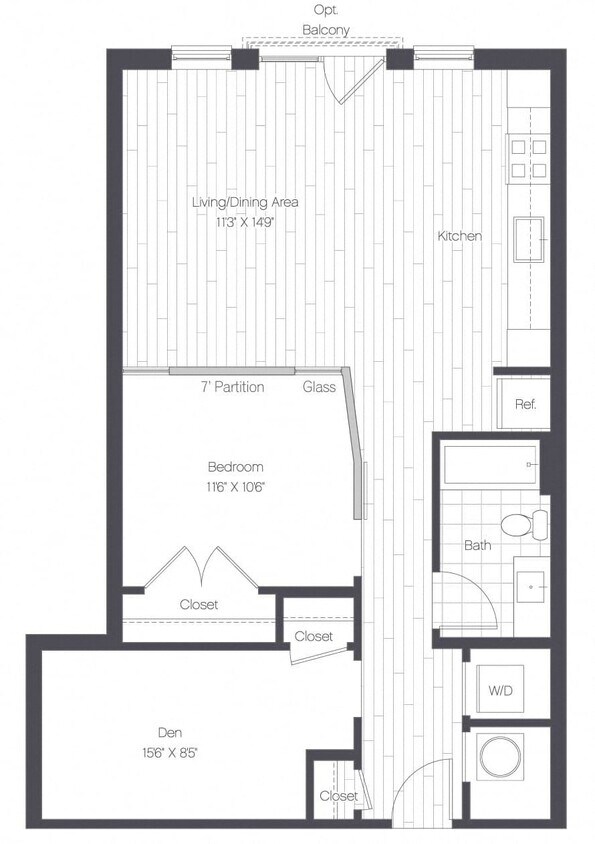 Floor Plan - 1 Bed/1 Bath Den-1L