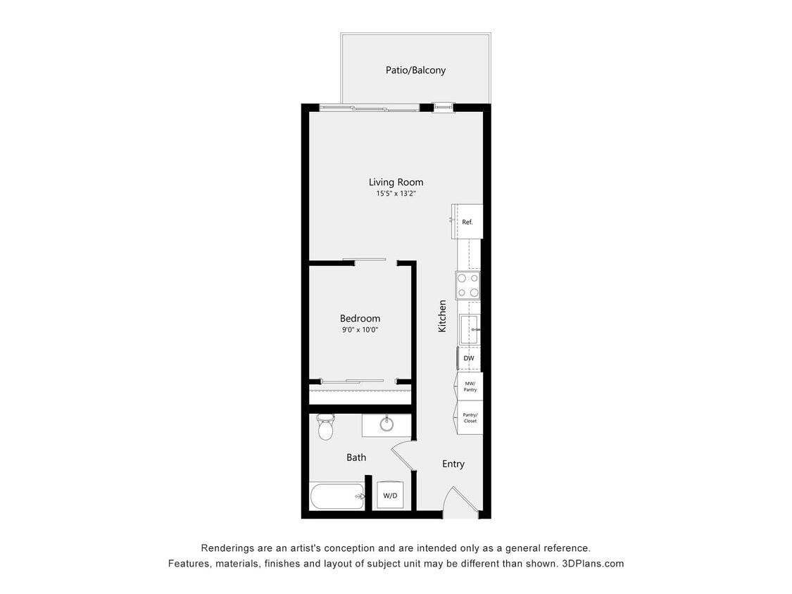 Floor Plan - Urban One Bedroom A01D