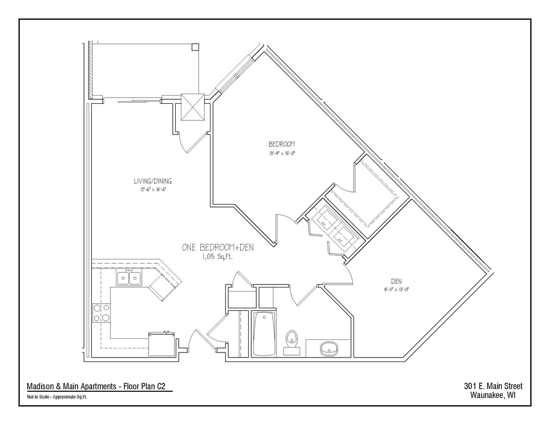 Floor Plan - 1Bed/1Bath + Den C2