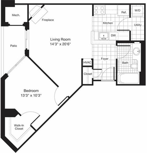 Floor Plan - 1 Bedroom A