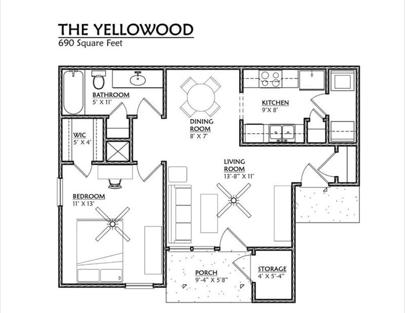 A250 _1Bed_1Bath_690 Sq Ft - A250 - 1 Bedroom, 1 Bathroom